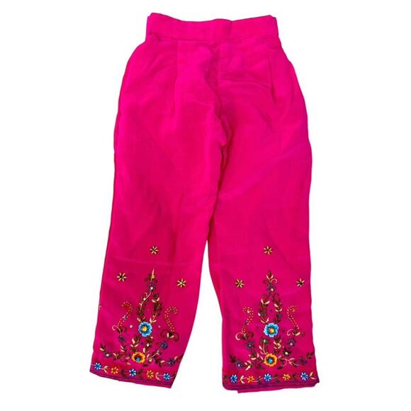 Indian Rhinestone Embroidered Silky Pink Kurta Blouse Pants Set Kids Size 22 2T - Picture 4 of 9